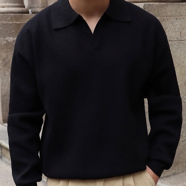 pull-over-homme-col-polo-coupe-décontractée-maille-douce-élégance-classique