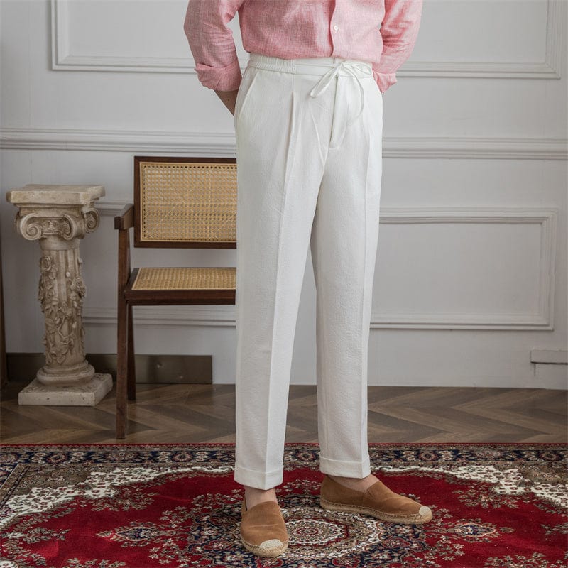 Pantalon large à taille haute pour hommes avec look vintage et couture plissée élégante