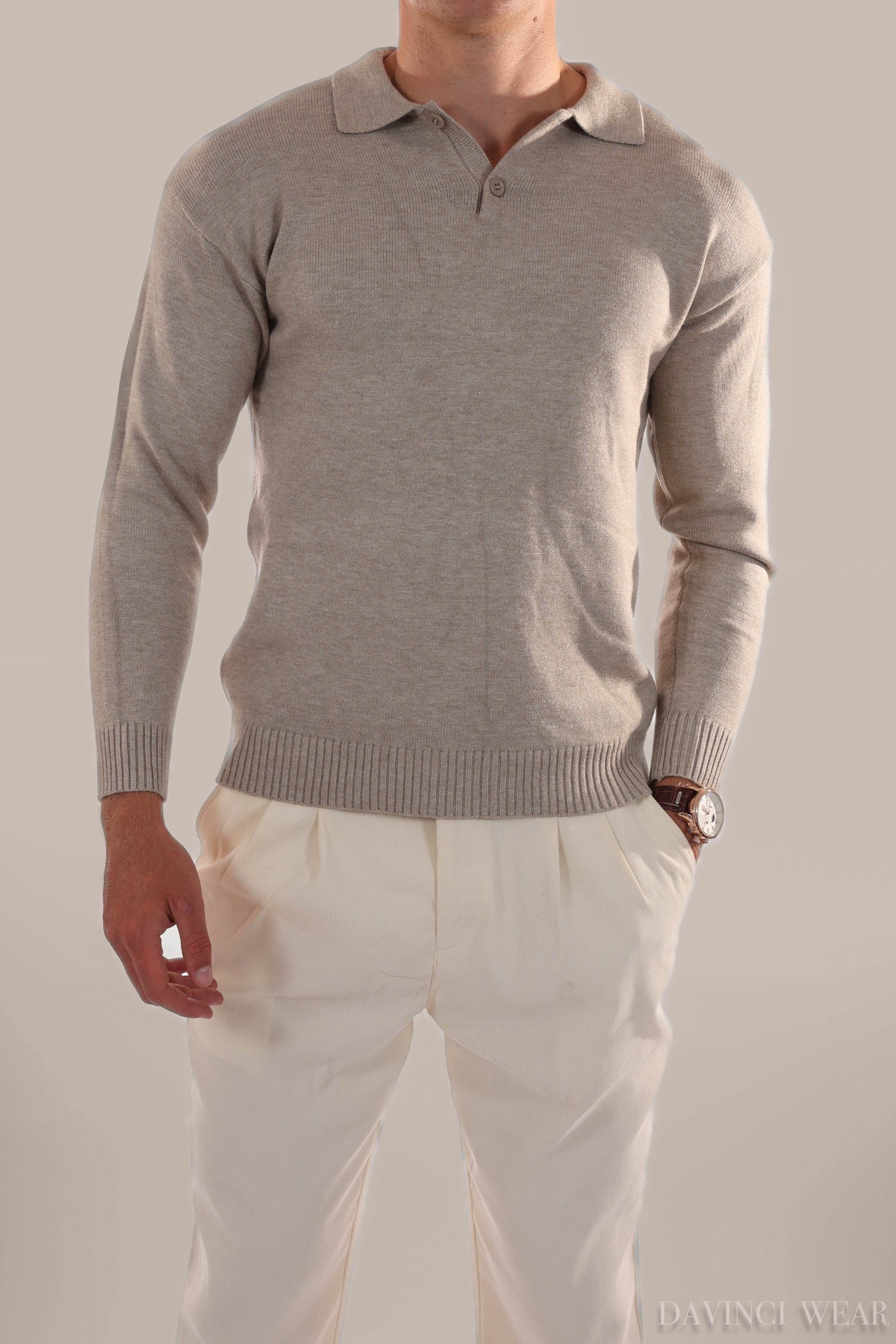 homme-polo-cachemire-manches-longues-beige