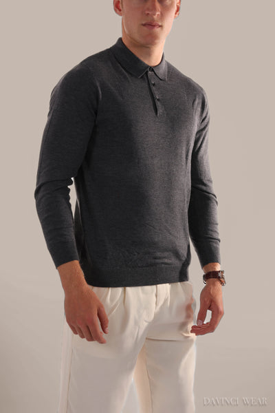 homme-polo-cachemire-manches-longues-en-gris foncé