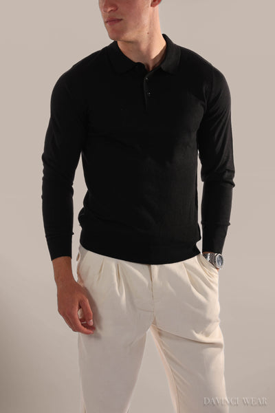 homme-polo-cachemire-manches-longues-en-noir