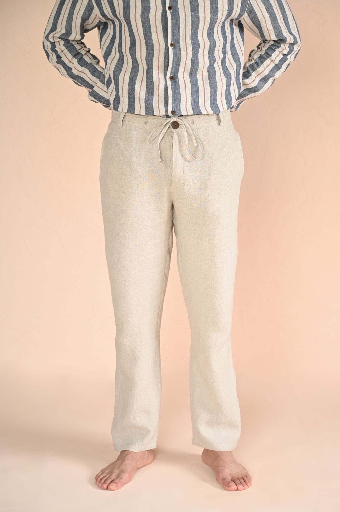 pantalon en toile homme-style-classique-avec-cordon-modèle-excellent-été-élégance