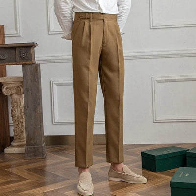 Pantalon large à taille haute pour hommes avec look vintage et couture plissée élégante