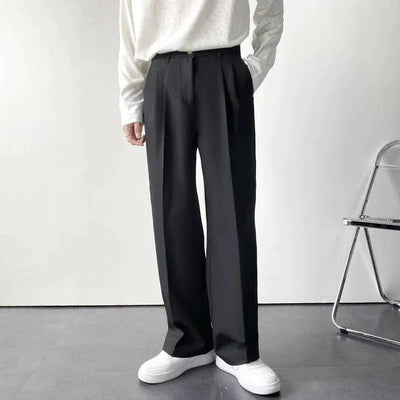 Pantalon large à taille haute pour hommes avec look vintage et couture plissée élégante