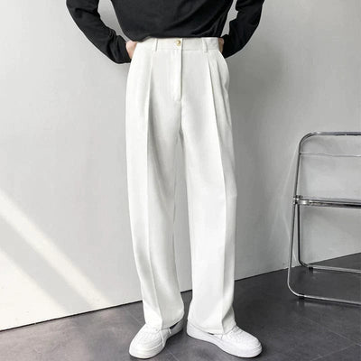 Pantalon large à taille haute pour hommes avec look vintage et couture plissée élégante