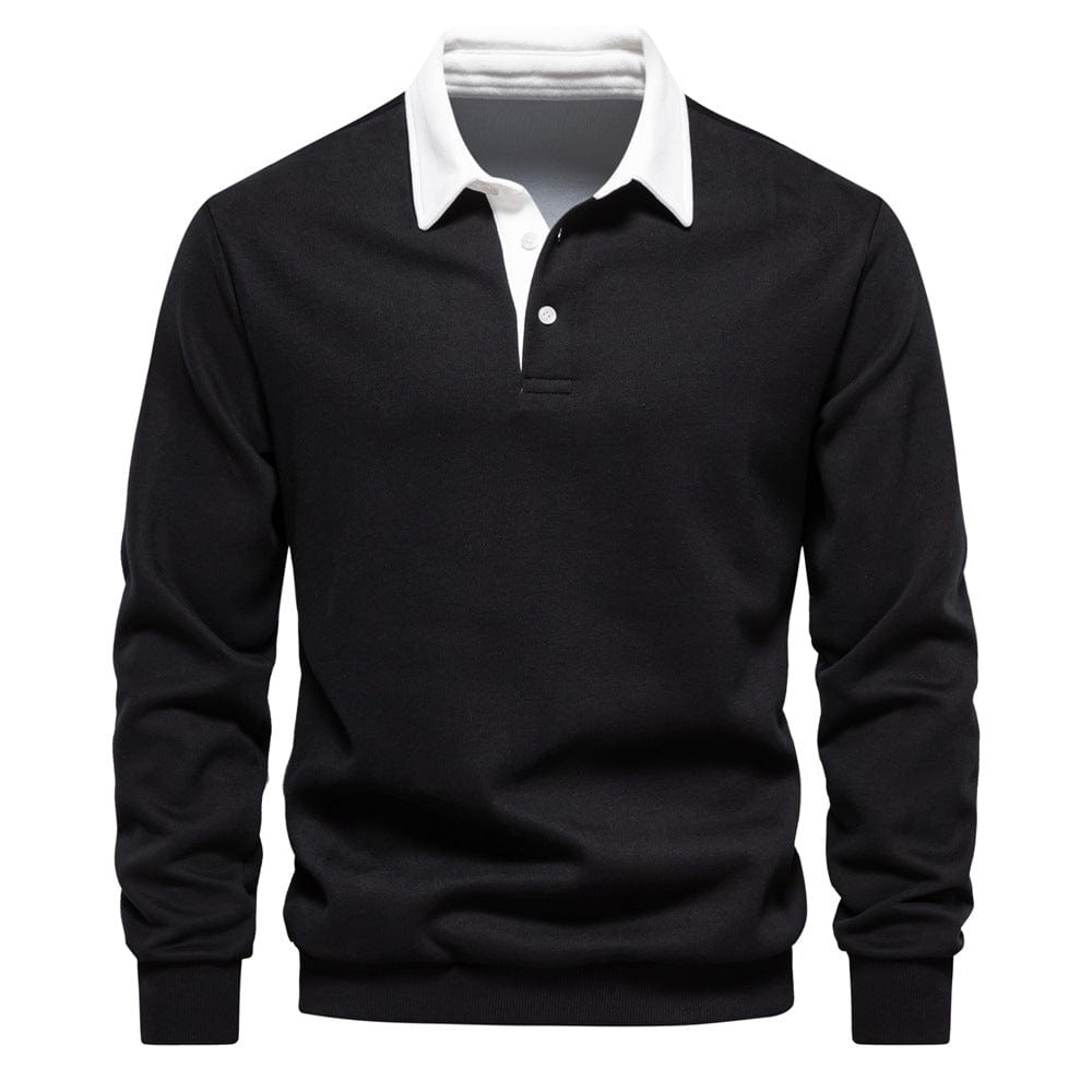 polo de luxe pour homme avec col classique et manches longues élégantes