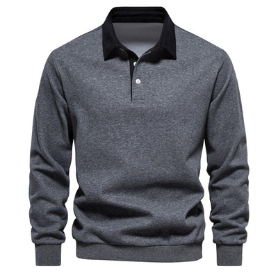 polo de luxe pour homme avec col classique et manches longues élégantes