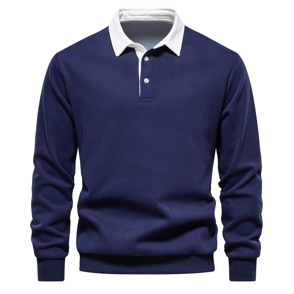 polo de luxe pour homme avec col classique et manches longues élégantes