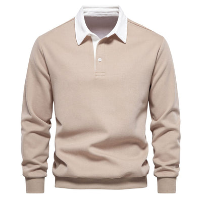 polo de luxe pour homme avec col classique et manches longues élégantes