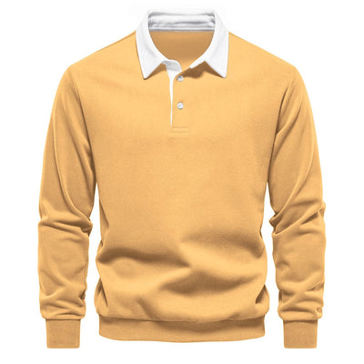 polo de luxe pour homme avec col classique et manches longues élégantes