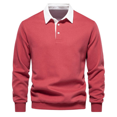 polo de luxe pour homme avec col classique et manches longues élégantes