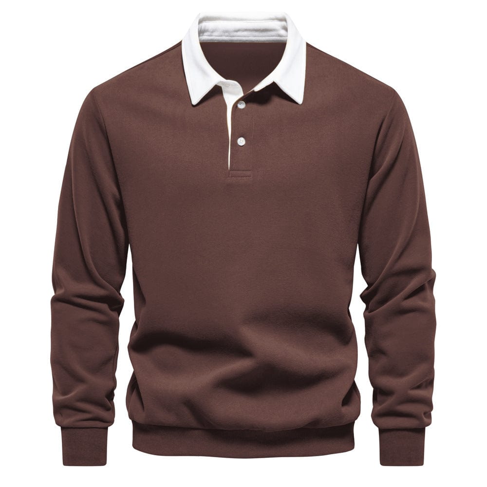 polo de luxe pour homme avec col classique et manches longues élégantes