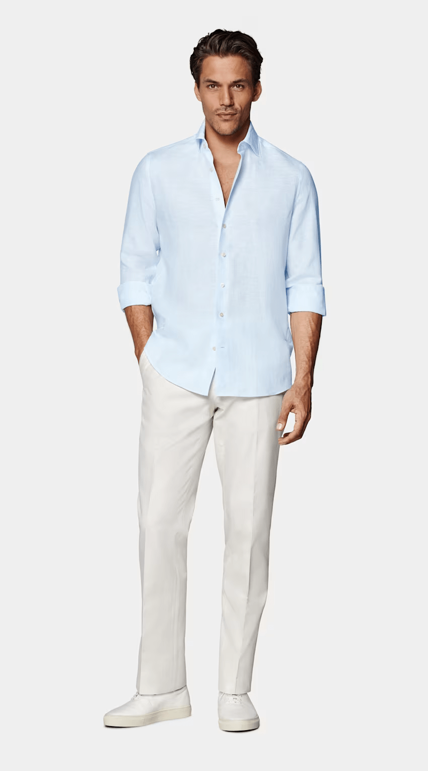 homme-chemise-de-lin-bleu-style-classique-modèle-expire-l'élégance-de