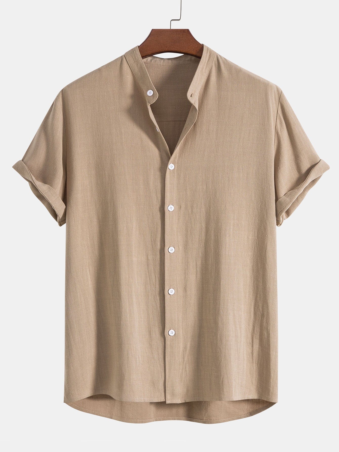 chemise en lin pour homme-beige-coupe-classique-avec-boutons-design-élégant-indémodable