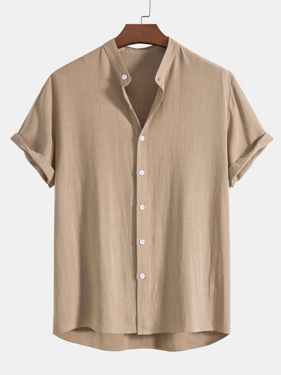 chemise en lin pour homme-beige-coupe-classique-avec-boutons-design-élégant-indémodable