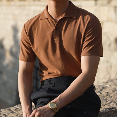 Hommes-sorrento-polo-shirt-en-marron-chaud-en-matière-légère