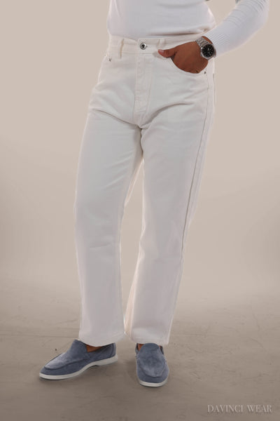 pantalon homme blanc coupe droite-matériau de qualité-élégant