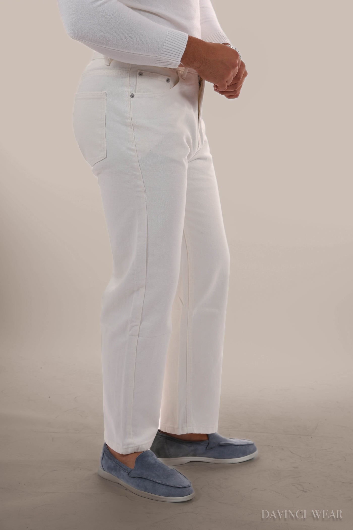 pantalon homme blanc coupe droite-matériau de qualité-élégant