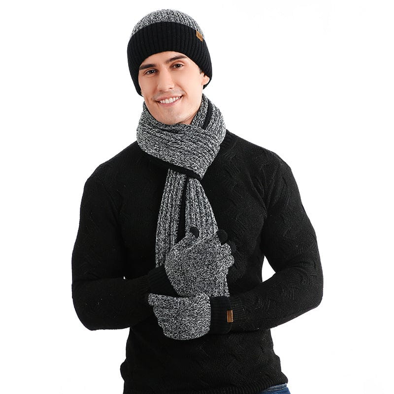 casquette-homme-gants-et-écharpe-set-design-classique-tricoté