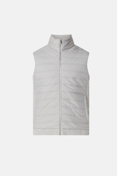 Gilet matelassé gris avec fermeture éclair et design décontracté