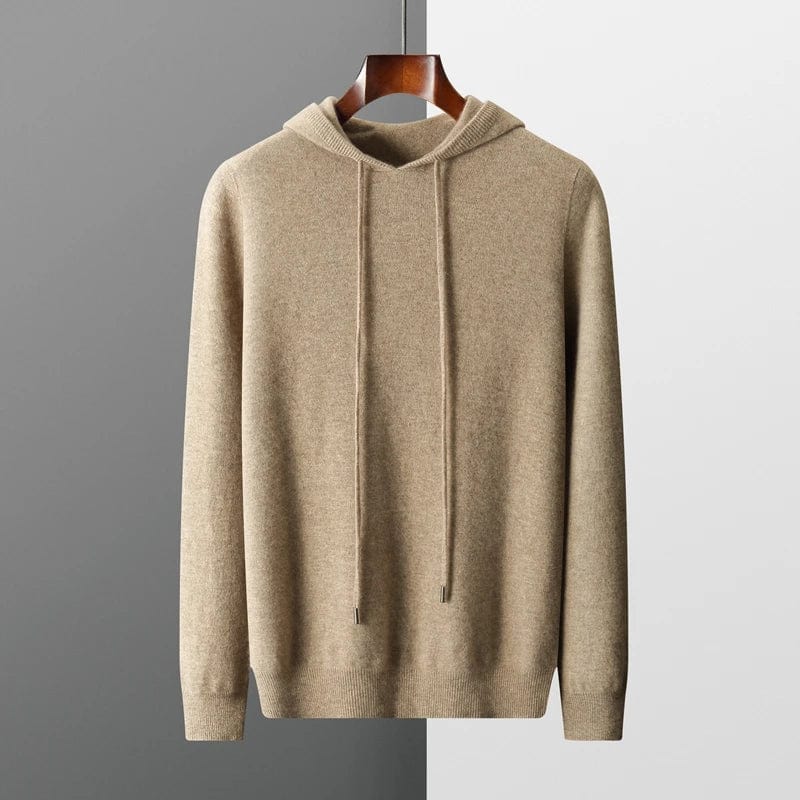 sweat à capuche homme-beige-en-cashmere-de-luxe-avec-fermeture-éclair-et-cordon