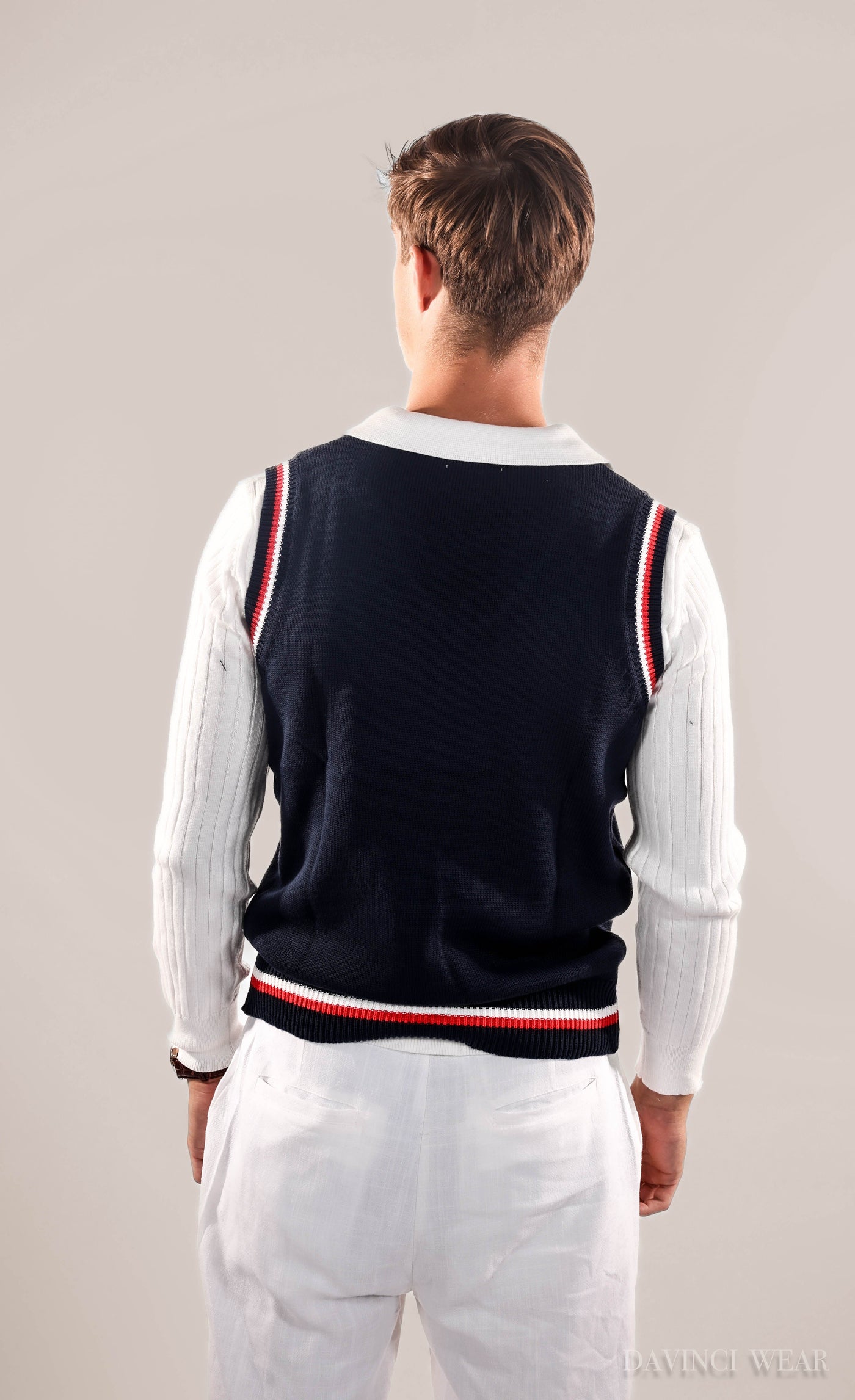 Davinci - Gebreid herengilet met V-hals -07